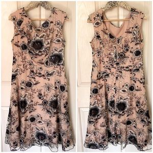 Anthropology Eva Franco floral embroidered pink midi dress